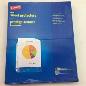 Staples Clear Sheet Protectors 100 Top Loading Letter Size 10524